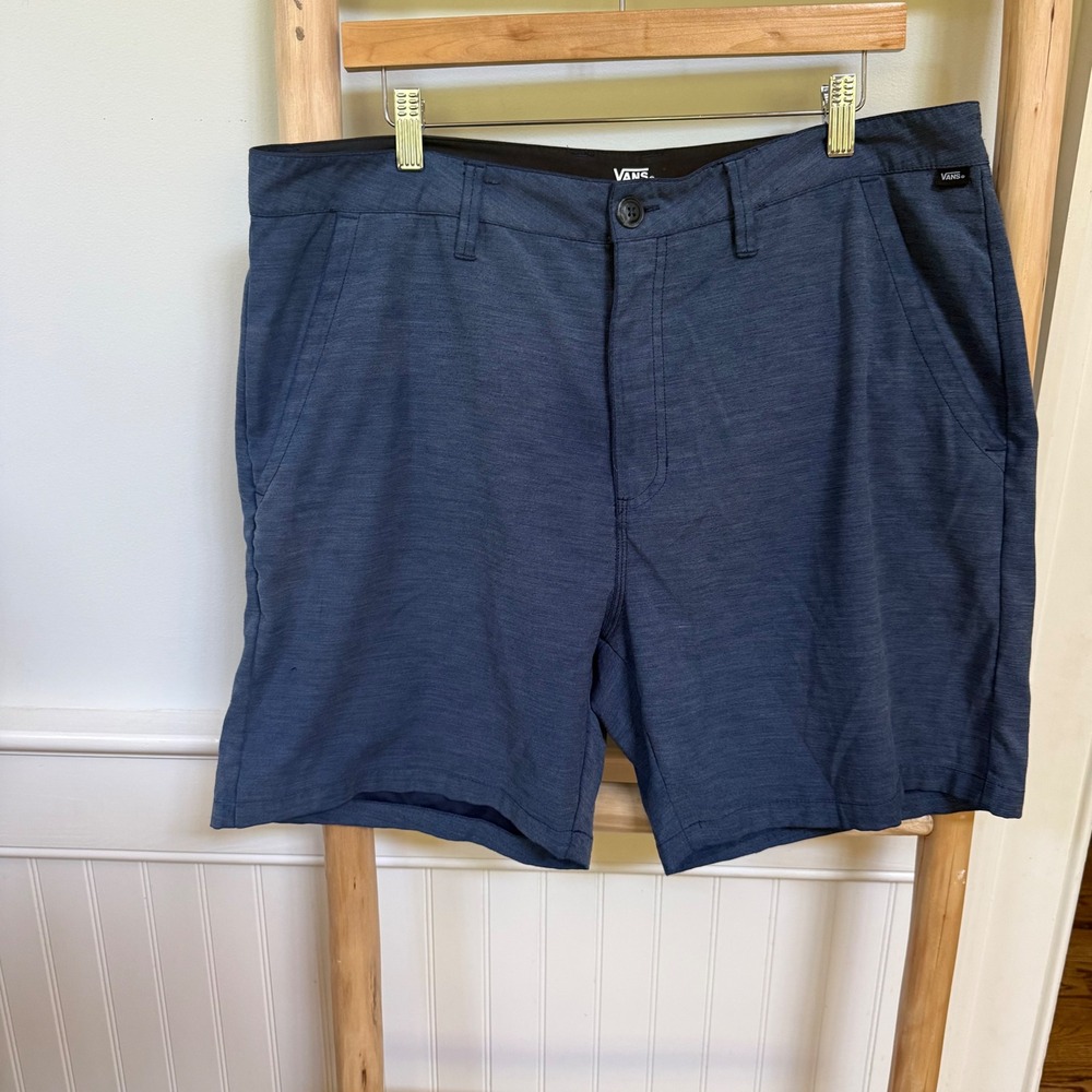 Vans Mens Size 36 Blue‎ Heather Hybrid Walk Shorts Flat Front Skate Surf Casual
